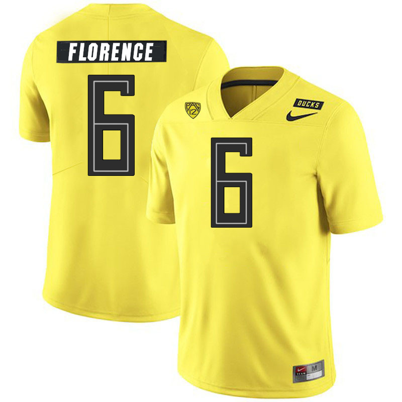 Men #6 Jahlil Florence Oregon Ducks College Football Jerseys Stitched Sale-Yellow